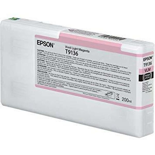 Tinteiro de Tinta Original Epson T9136 Vivid Light Magenta Ink Cartridge (200ml) Magenta Claro