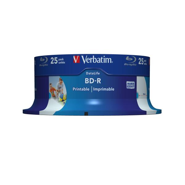 Blu-Ray BD-R Printable Verbatim Wide Inkjet Datalife 25 Unidades 25 GB 6x