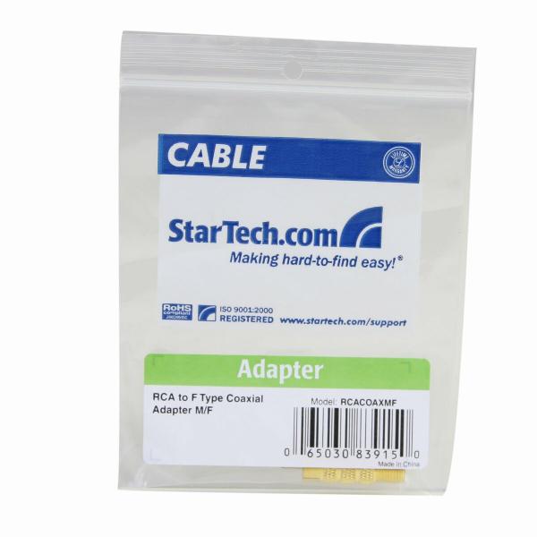 Adaptador RCA Startech RCACOAXMF            Amarelo