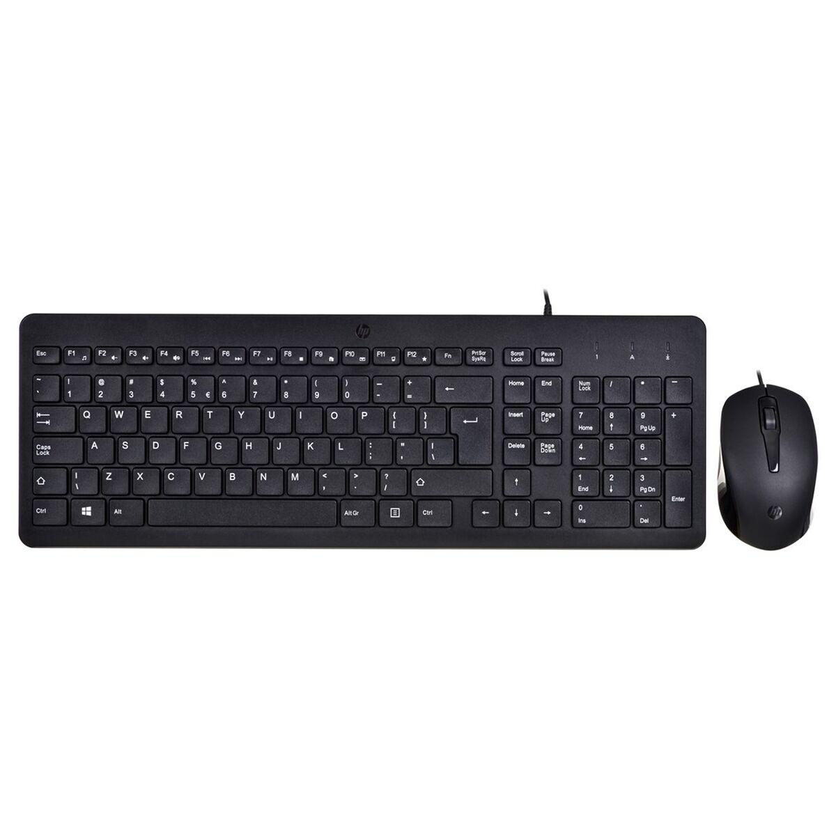 Teclado e Rato HP 150 Preto QWERTY Qwerty US
