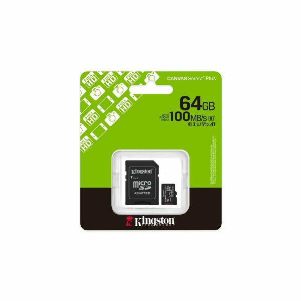 Cartão de Memória Micro SD com Adaptador Kingston SDCS3/64GB 64 GB