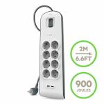 Extensão com 8 Tomadas com Interruptor Belkin BSV804VF2M USB x 2 Branco (2 m)