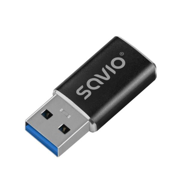 Adaptador Savio AK-81 USB-C 3.1 para USB-A 3.1 Preto