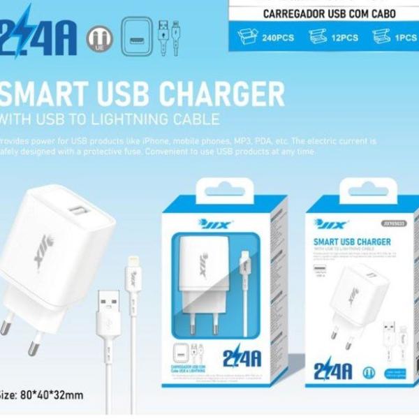 Carregador USB 2.4A + Cabo USB para Lightning