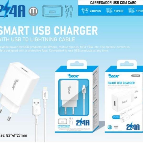 Carregador USB 2.4A + Cabo USB para Lightning