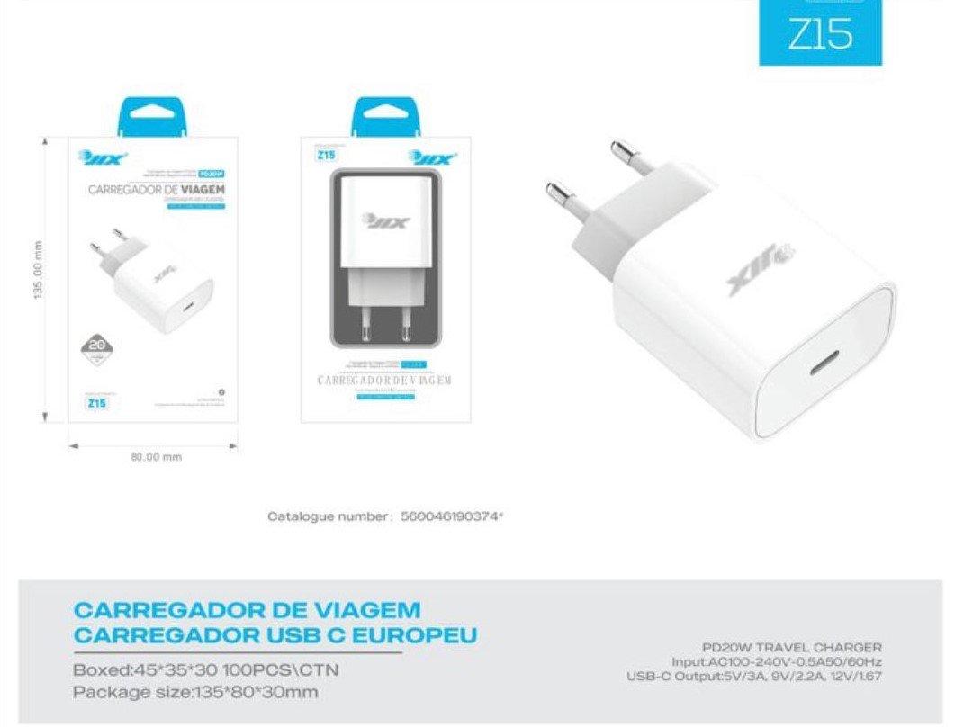 CARREGADOR PD20W - USB-C