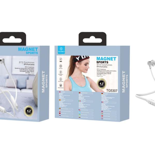 Auriculares Bluetooth Desportivo Branco