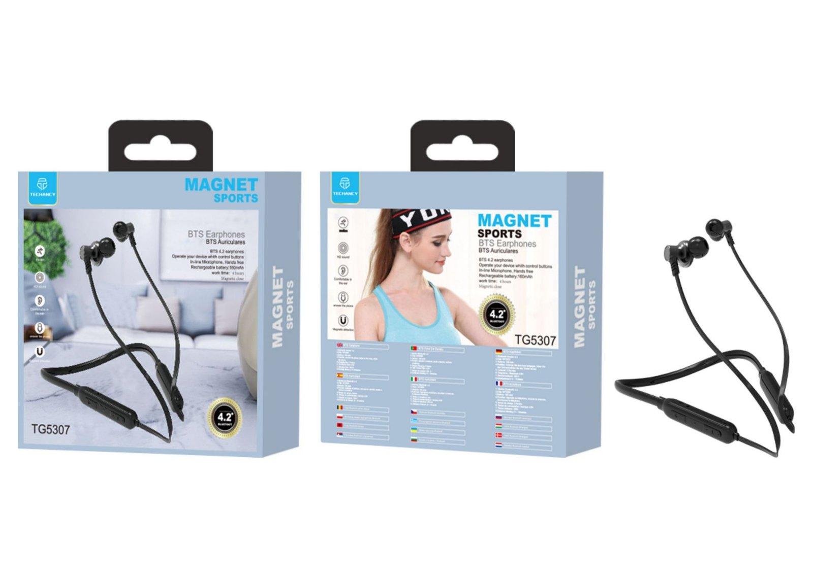 Auriculares Bluetooth Desportivo Preto