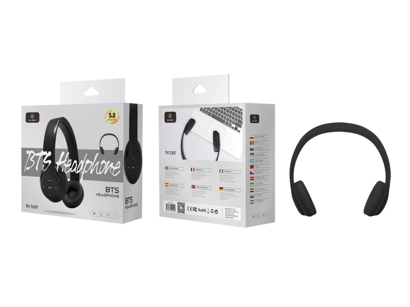 Auscultadores Bluetooth Com Microfone?Bt-Sd-Fm-Atende Chamadas?Preto