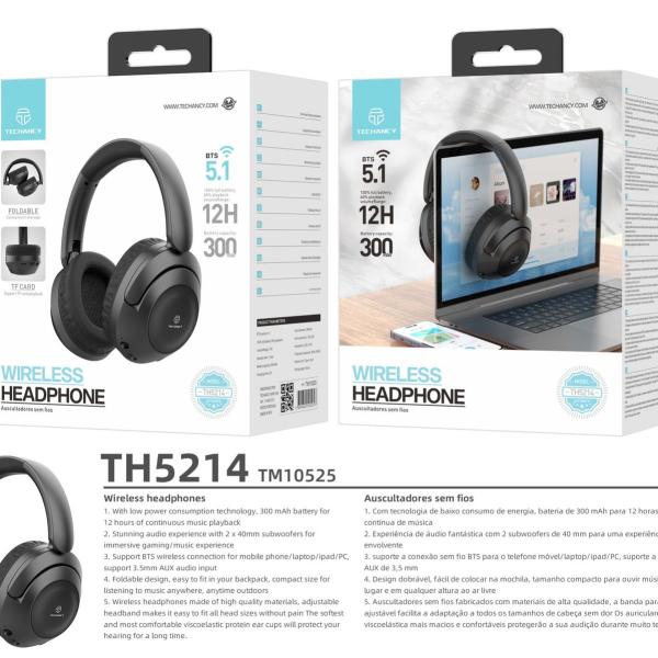 Y525 Auriculares Sem Fios On-Ear Com Tecnologia Bluetooth, Leves, Confortaveis Preto