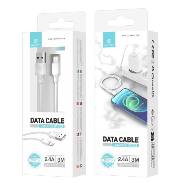 Cabo De Dados Em Pvc 3M Lightning Branco 2.4A