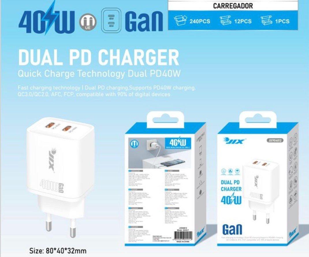 CARREGADOR GAN 40W Dual PD