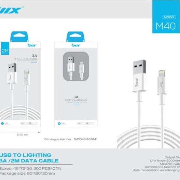 Cabo de Dados Lightning 2M (M40) – 3A Rápido