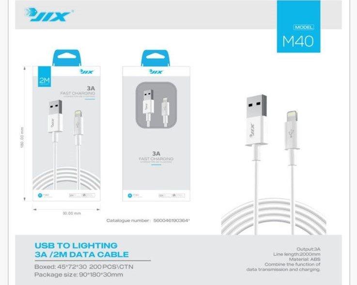 Cabo de Dados Lightning 2M (M40) – 3A Rápido