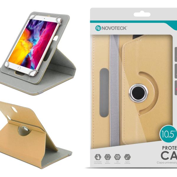 Capa Protetora Universal Dourado para Tablet de 10.5'' - N-006- Confortável, Resistente a Quedas e com Suporte Ajustável