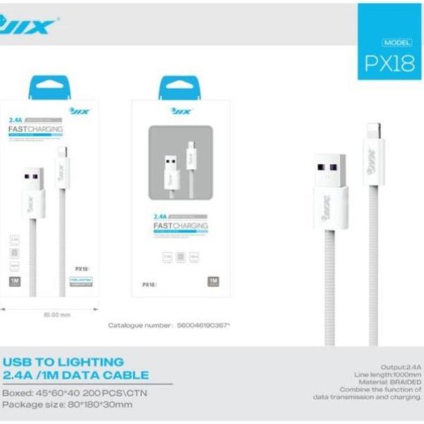 Cabo de Dados Lightning 1M (PX18) – 2.4A Rápido