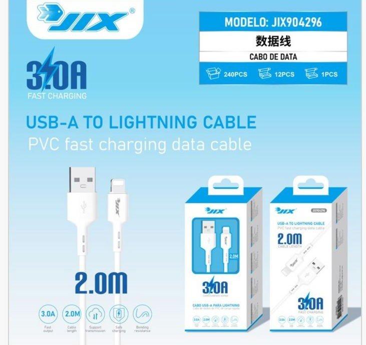 Cabo de Dados Lightning 2M (JIX904296) – 3.0A Rápido
