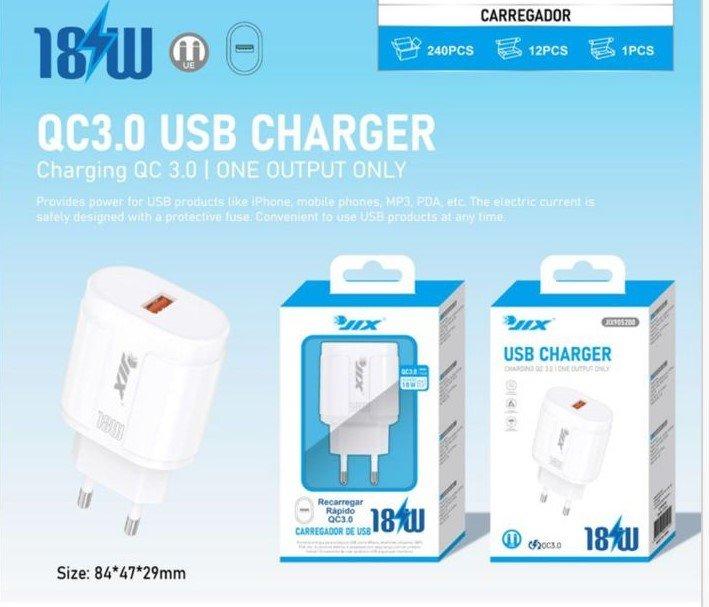 Carregador Rápido USB QC3.0 18W