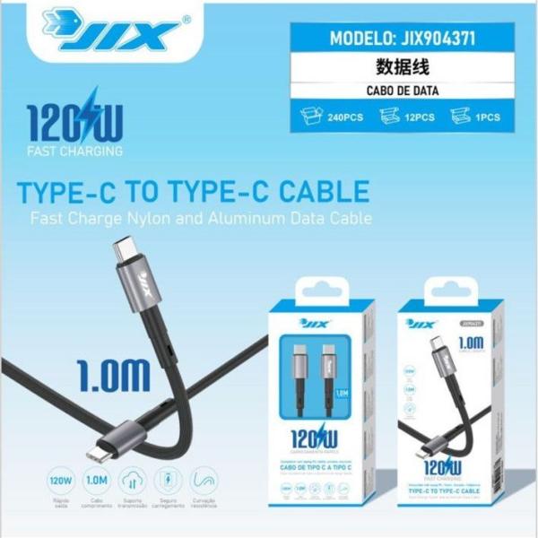 Cabo de Dados Type-C para Type-C 1M – PD 120W