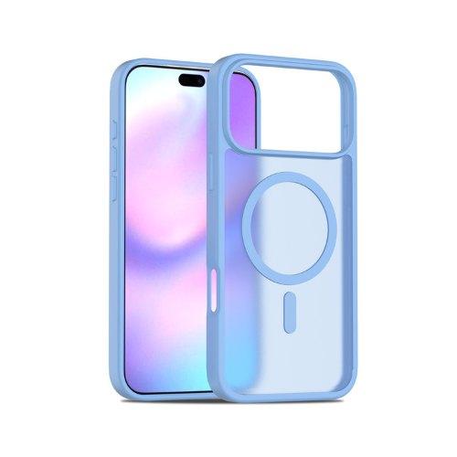 QCHARX PREMIUM MATTE CASE FOR IPHONE 17 LIGHT BLUE MAGSAFE/ACRYLIC/FLEXIBLE TPU/2D RAISED BELT QCHIP17MGMTAZC