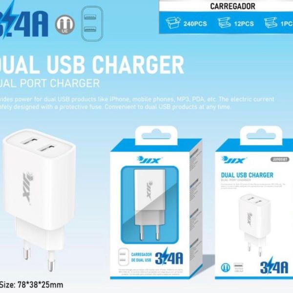 Carregador USB Duplo 3.4A