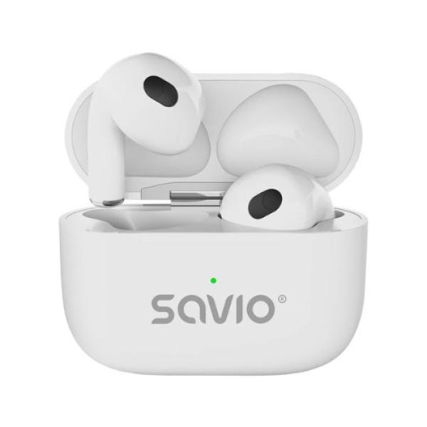 SAVIO TWS-01 PRO WHITE WIRELESS EARPHONES