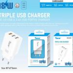 Carregador USB Triplo QC3.0