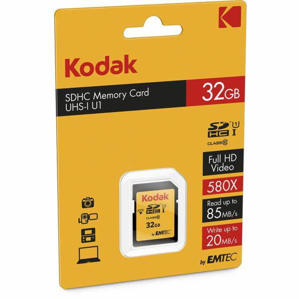 Cartão de Memória Micro SD com Adaptador Kodak SDHC32GBCLASS10U1 32 GB SDHC UHS-I Classe 10