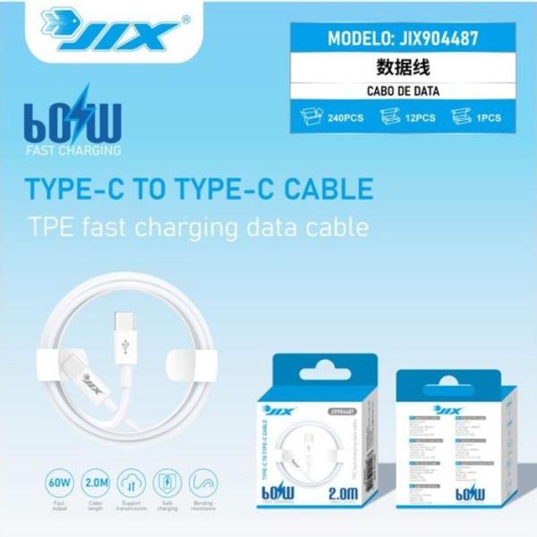 Cabo de Dados Type-C para Type-C 2M – TPE – PD 60W