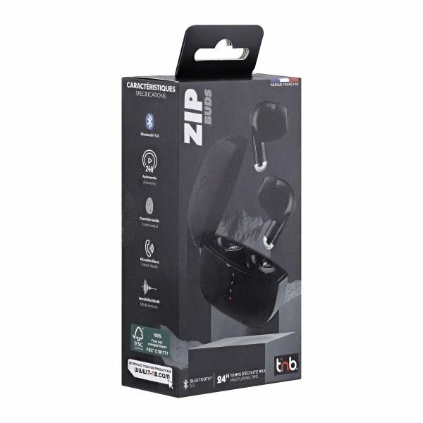 Auriculares Sem Fios com Estojo de Carregamento T'NB ZIP 2 Preto