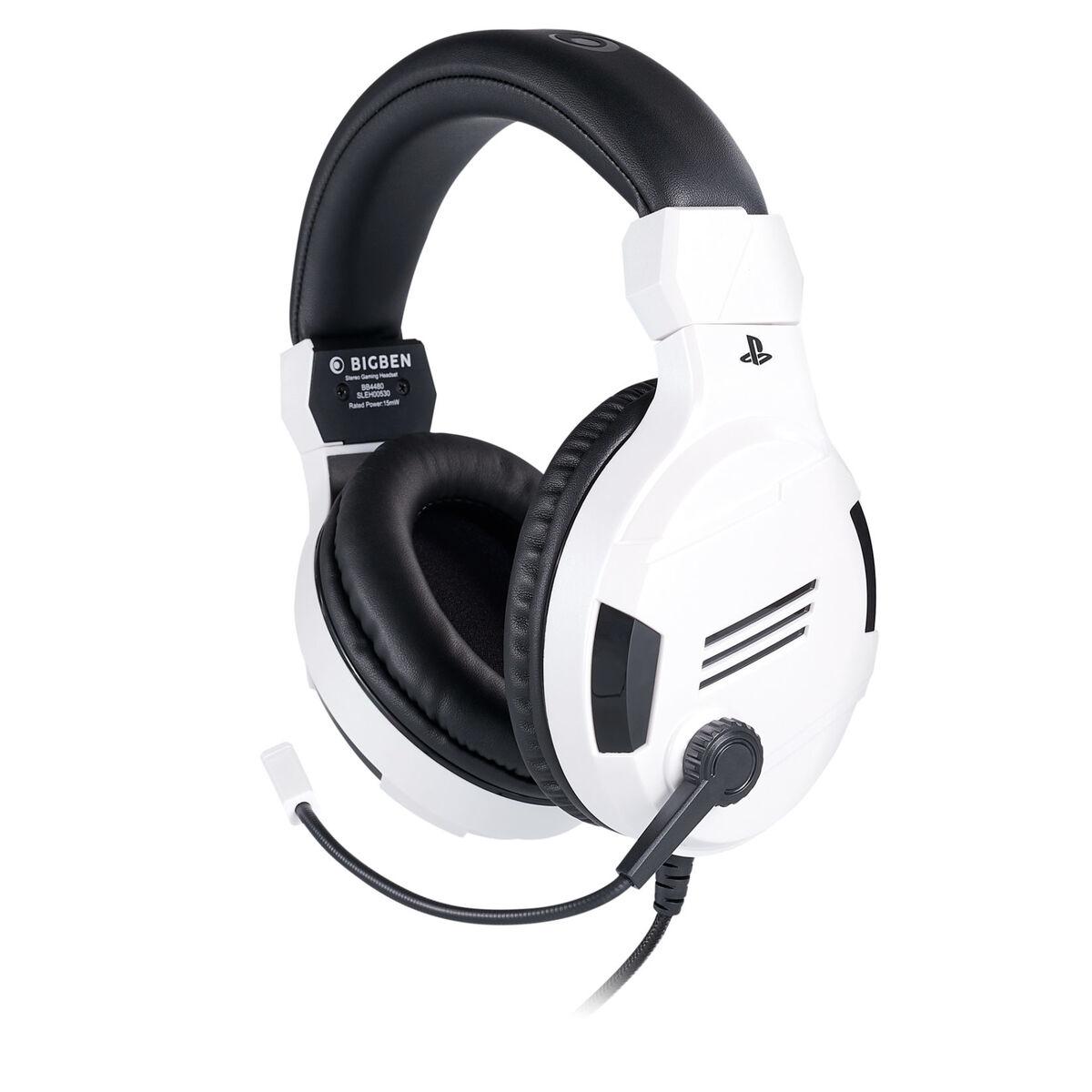 Auriculares com microfone para Vídeojogos Big Ben Interactive PS4OFHEADSETV3WHITE Branco Preto/Branco