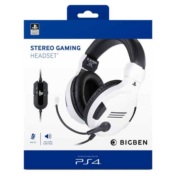 Auriculares com microfone para Vídeojogos Big Ben Interactive PS4OFHEADSETV3WHITE Branco Preto/Branco