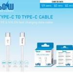 Cabo de Dados Type-C para Type-C 1M – Nylon – PD 60W