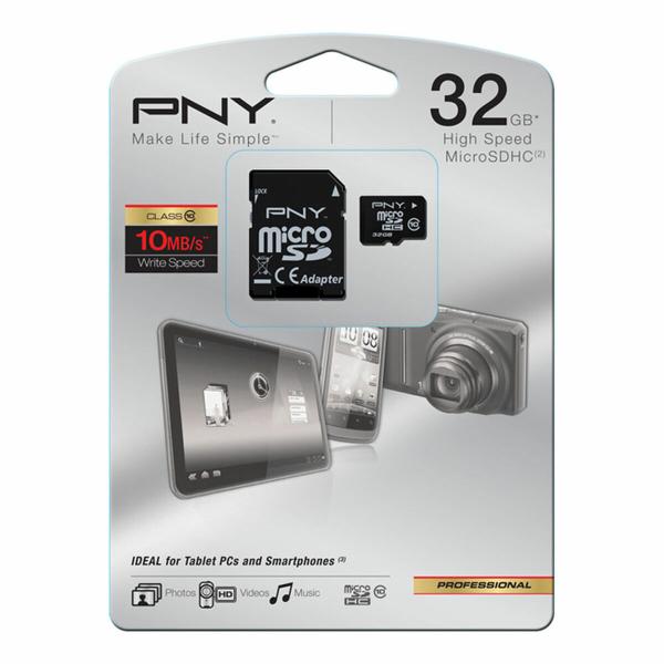Cartão de Memória Micro SD com Adaptador PNY ‎SDU32GBHC10HP-EF Classe 10 32 GB