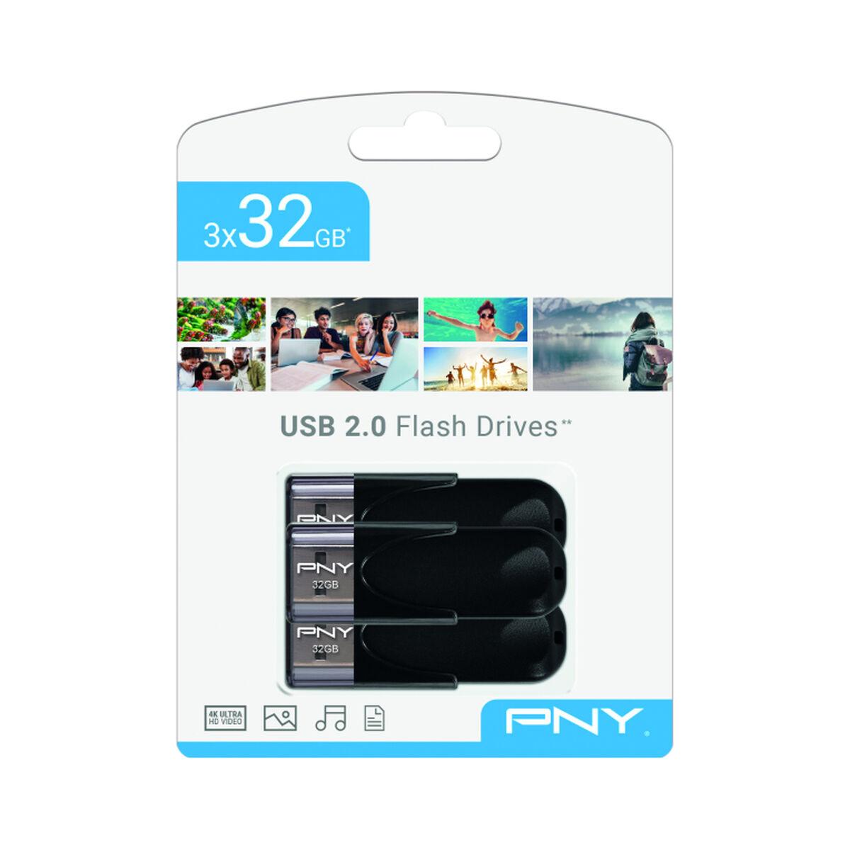 Memória USB PNY Attaché 4 Preto 32 GB (3 Unidades)
