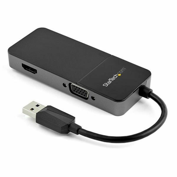 Adaptador USB para VGA/HDMI Startech USB32HDVGA Preto 4K Ultra HD