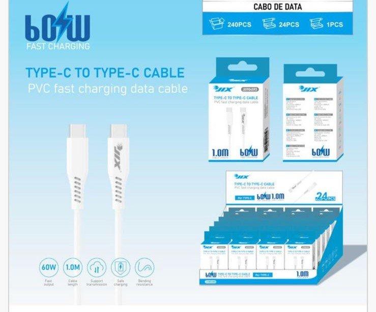 Cabo de Dados Type-C para Type-C 1M – PVC – PD 60W