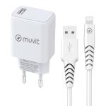 Carregador de Parede + Cabo USB A para USB-C Muvit for Change SN-TC170DS1E150A + DC-006 Branco 12 W