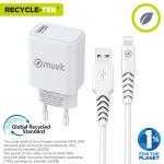Carregador de Parede + Cabo USB A para USB-C Muvit for Change SN-TC170DS1E150A + DC-006 Branco 12 W