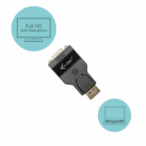 Adaptador DisplayPort para VGA i-Tec DP2VGAADA            Preto