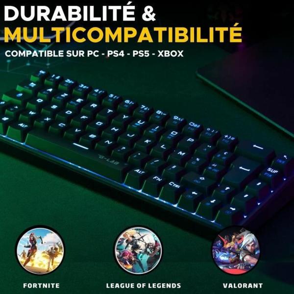 Teclado Gaming The G-Lab KEYZ TITAN Preto AZERTY