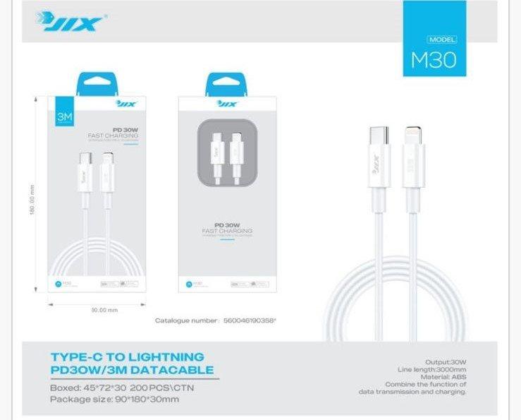 Cabo de Dados Lightning para Type-C 3M – PD 30W