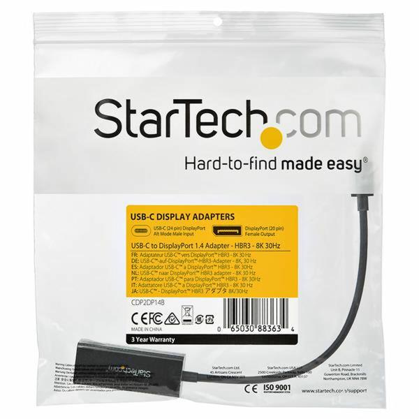 Adaptador USB C para DisplayPort Startech CDP2DP14B            Preto