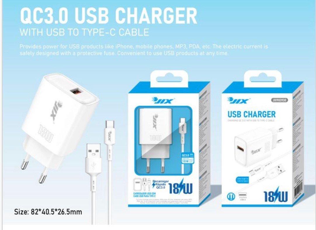 Carregador Rápido QC3.0 USB 18W