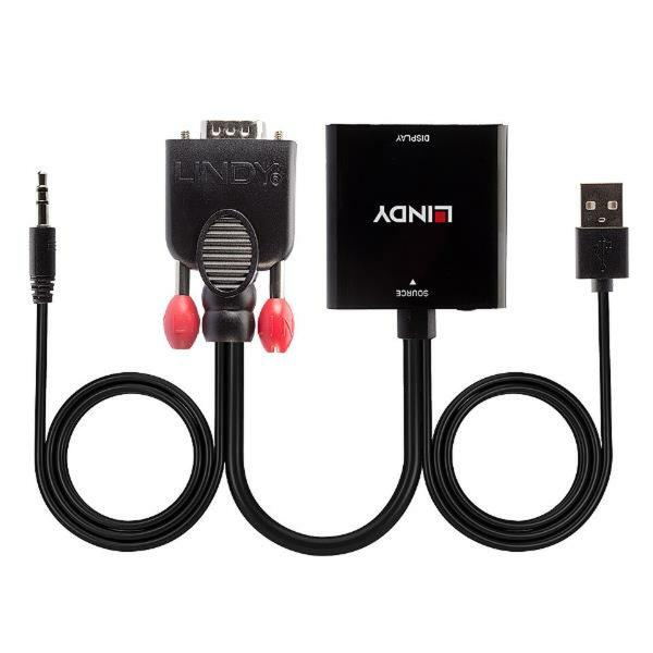 Adaptador VGA para HDMI com Áudio LINDY 38284 Preto