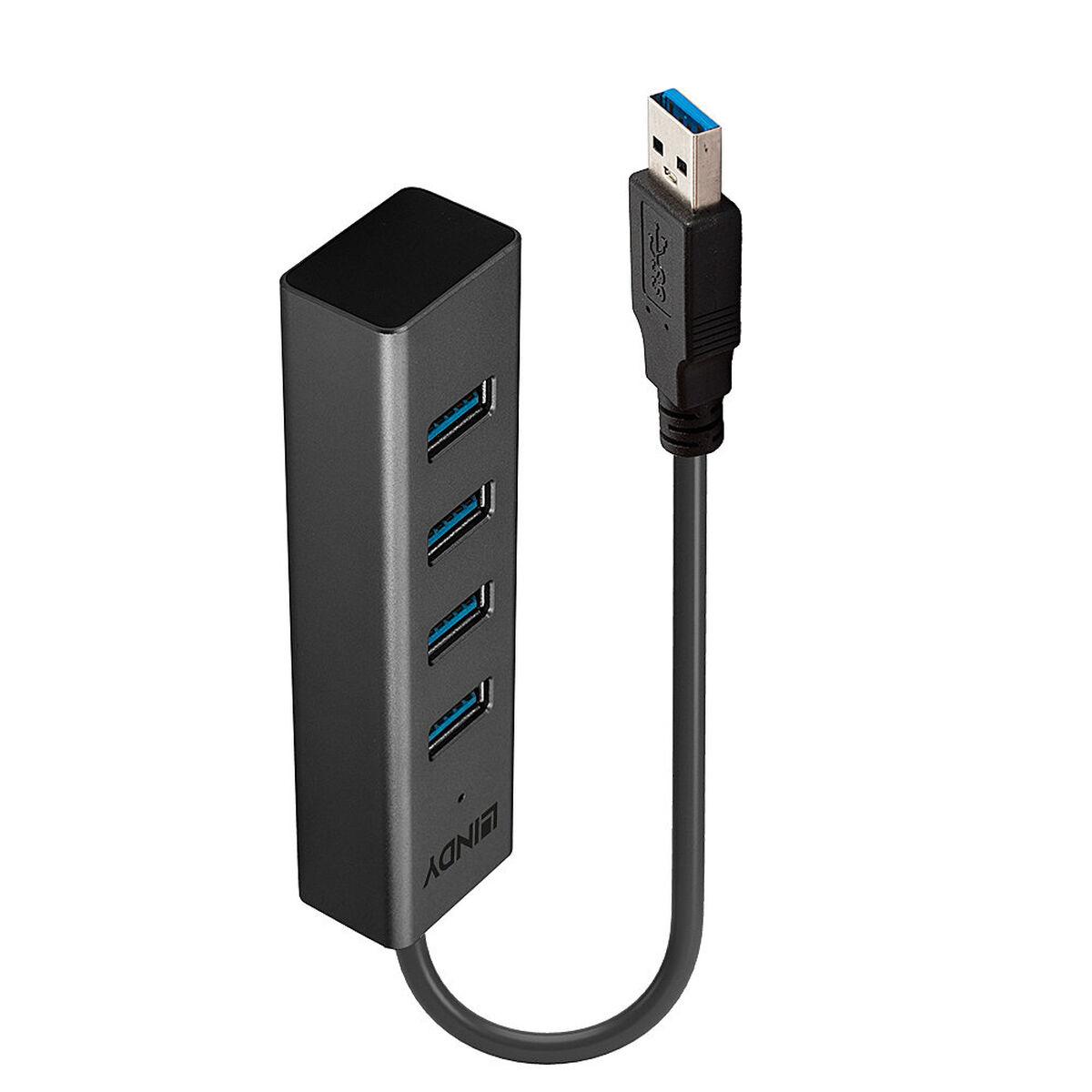 Hub USB LINDY 43324 Preto