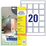 Etiquetas adesivas Avery Branco 25 Folhas 45 x 45 mm