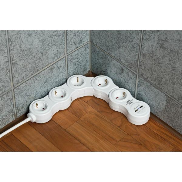 Extensão com 5 Tomadas com Interruptor Brennenstuhl Vario-Power Branco 3600 W USB x 2 (1,4 m)