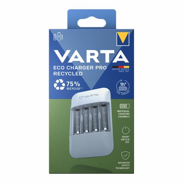 Carregador de pilhas Varta Eco Charger Pro Recycled 4 Pilhas