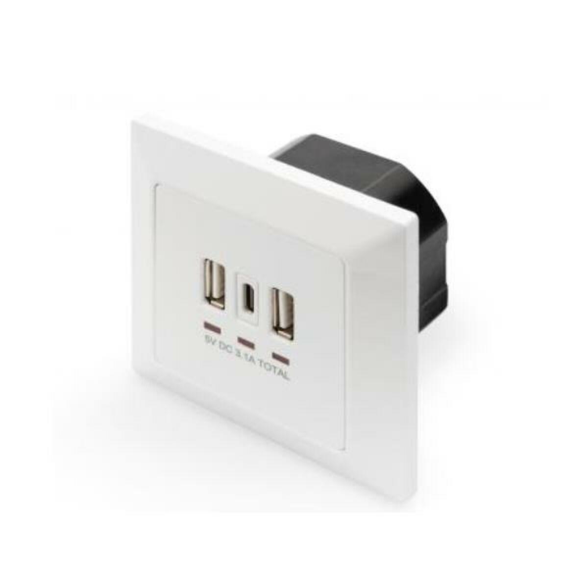 Tomada Parede com 2 Portos USB Digitus by Assmann DA-70618 Branco 14 W